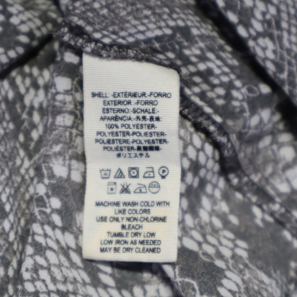 Free People Snakeskin Print High Low Button Down Blouse Grey White XS 30404813